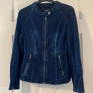 Liverpool, Biker Style  Distressed Jean Jacket, Blue, Size M